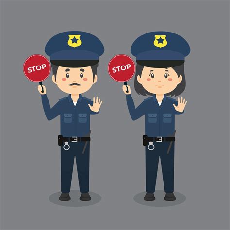 Police Holding Stop Sign 1395265 Vector Art At Vecteezy