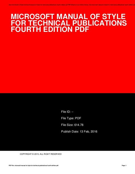 Microsoft Manual Of Style For Technical Publications Fourth Edition P