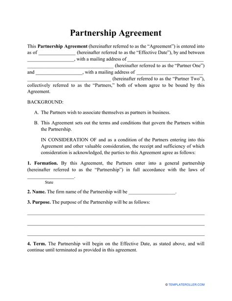 Pdf Free Printable Partnership Agreement Printable Templates