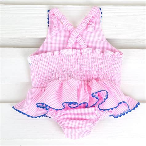 Pink Gingham Whale Smocked One Piece Swimsuit In 2022 Pink Gingham