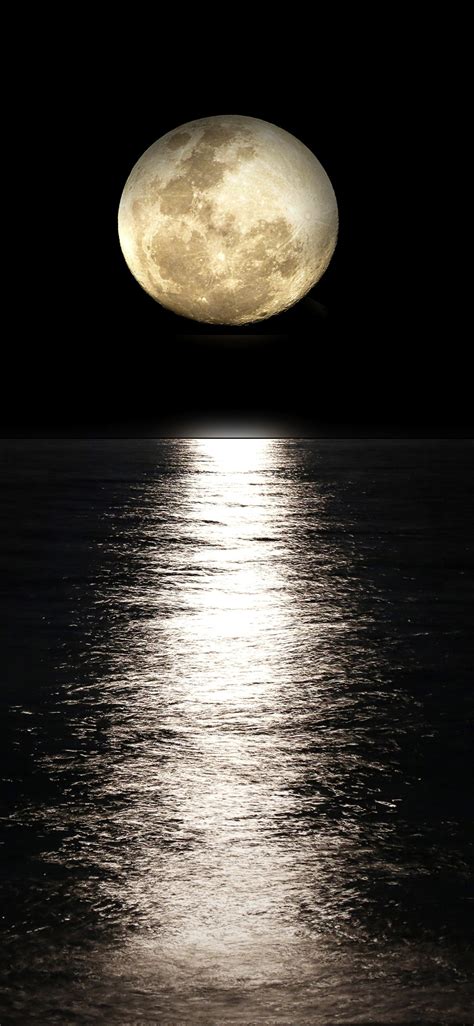 1125x2436 Dark Night Moon Reflection In Sea 5k Iphone Xsiphone 10