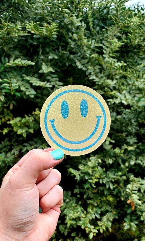 Glitter Smiley Face Sticker Holographic Smiley Face Sticker Etsy