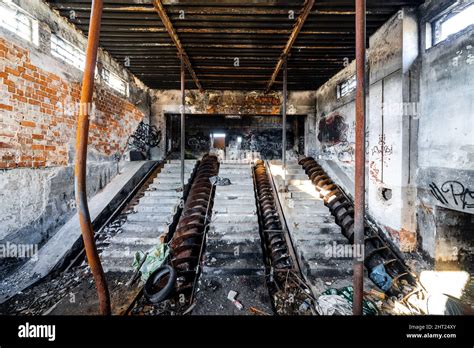 Old abandoned room with a lot of garbage left everywhere on the floor