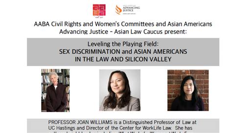 leveling the playing field sex discrimination and asian americans in the law and silicon valley