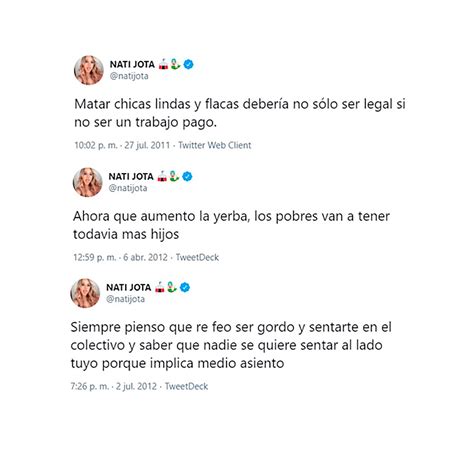 Nati Jota Pidió Disculpas Por Sus Tuits Racistas Y Discriminatorios