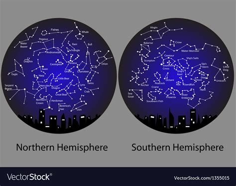 Constellations Of The Northern And Southern Vector Image