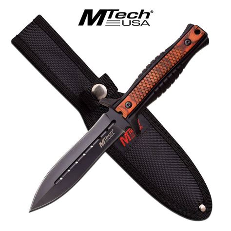 Mtech Usa Double Edge Fixed Blade Dagger Knife Brown Pakkawo