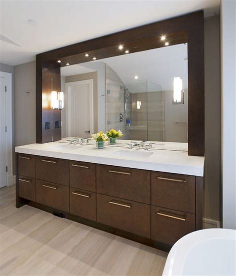 Bathroom Lovely Espresso Bathroom Vanity With Lights Over Mirror And
