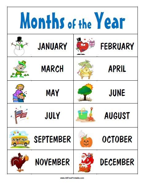 Months Of The Year Chart For Kindergarten Ecampusegertonacke