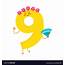 Cute And Funny Colorful 9 Number Characters Vector Image