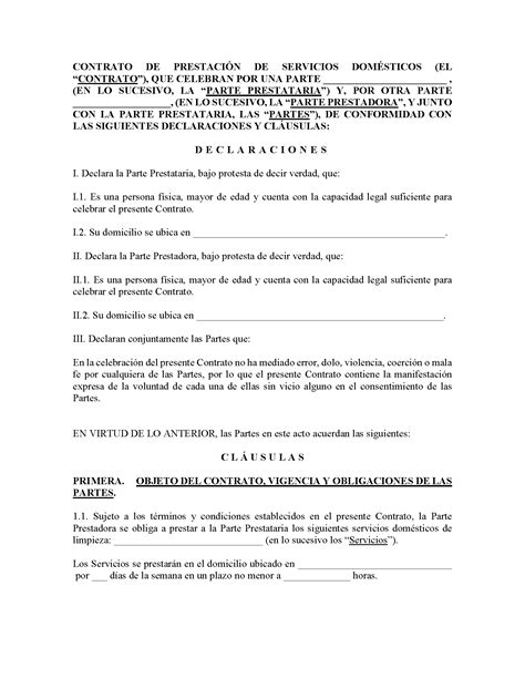Contrato Para Empleada Dom Stica M Xico Conoce Legalario