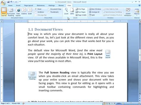 Word 2007 Using The View Tab Youtube