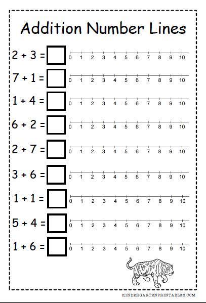 The Addition Number Lines Worksheet For Numbers 1 To 10 With An Image
