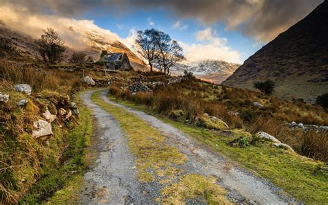 Nature Landscape Abandoned House Old Road Mountain