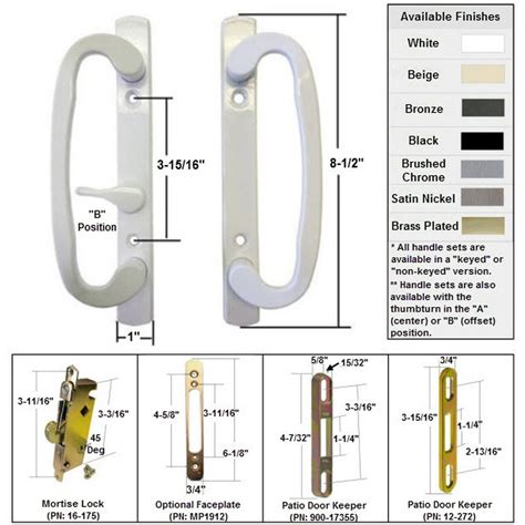 Sliding Glass Patio Door Handle Kit With Mortise Lock And Keepers B