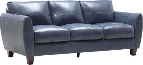 Georgetowne Traverse Blue Leather Sofa 1stopbedrooms