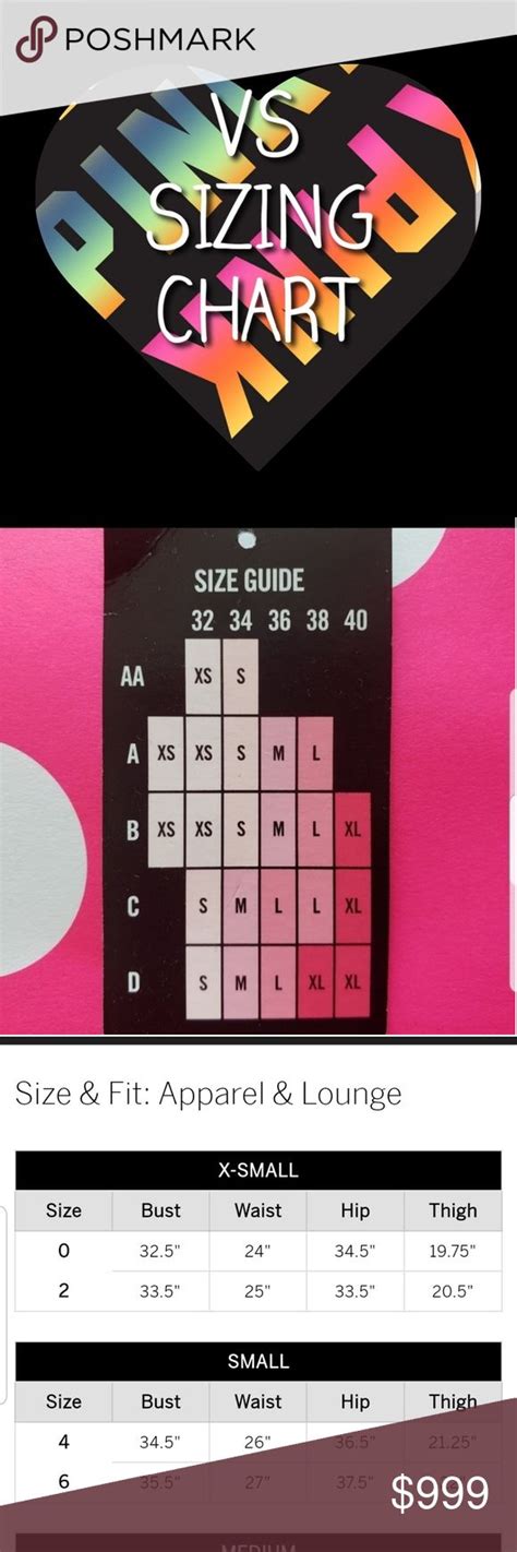 Vsvs Pink Sizing Chart Chart Size Chart Vs Pink