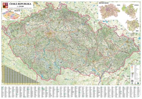 Česká Republika Silniční Obří Nástěnná Mapa 200 X 132 Cm Lamino