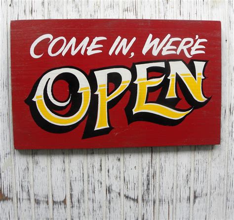 Open Sign Hand Painted Wooden Sign Exterior Or Interior By