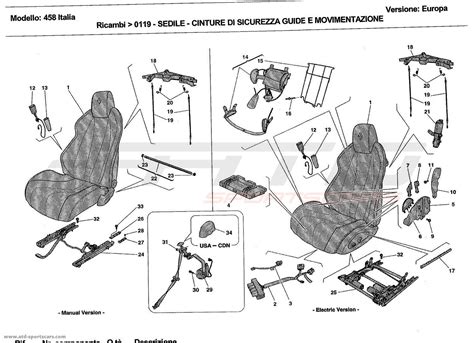 Correct use of seat belts, with the supplementary not come on, if it remains on or if it comes on while driving, action of the side airbags, offers maximum protection in the contact the ferrari service network immediately. Ferrari 458 Italia SEATS - SEAT BELTS, GUIDES AND ADJUSTMENT parts at ATD-Sportscars | ATD ...