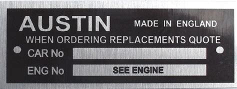 Vin Plates Replacement Vehicle Identification Number Plates For