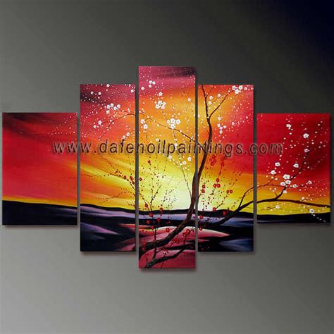 Dafen Oil Painting On Canvas Red Flower Paintings Set017 Set017