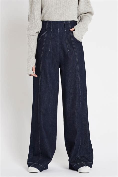 Sass And Bide Dark Paradise Super High Rise Wide Leg Pant Dark Indigo