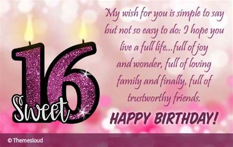 Lovely Ecard To Wish Someone On Their Special 16th Birthday