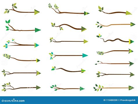 Vector Tree Branch Arrows With Green Leaves Stock Vector Illustration