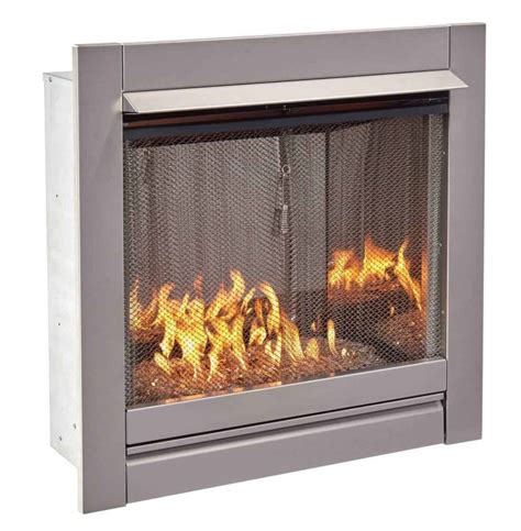 Duluth Forge Vent Free Stainless Outdoor Gas Fireplace Insert With Crystal Fire Glass Media
