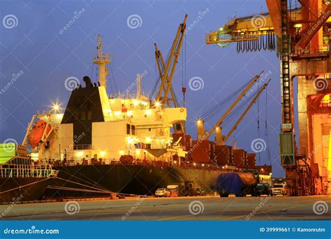 Cargo Industrial Steel Ship In The Harbor Editorial Photo Image Of