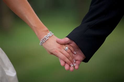 Bride And Groom Holding Handsrings Wedding Ring Hand Black Wedding
