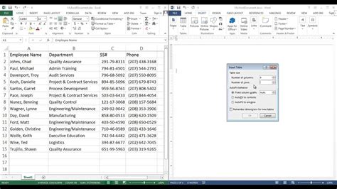 How To Insert Excel Spreadsheet Data Cells Into Microsoft Word Table