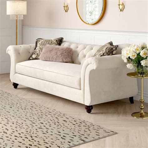 The cushion cores are gel injected foam and promote a sink into comfort feel. Willa Arlo Interiors Indira Velvet 100" Rolled Arms Sofa ...