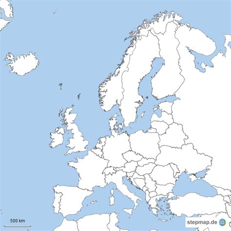 StepMap Europa politisch unbeschriftet Landkarte für Europa