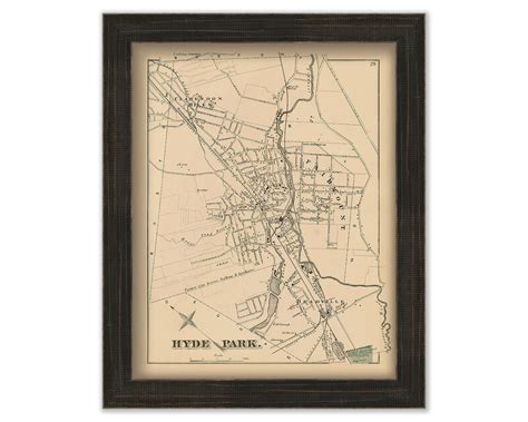 Hyde Park Massachusetts 1876 Map Replica Or Genuine Original