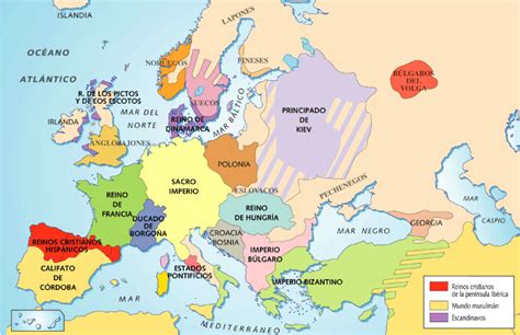Mapa De Europa En El Año 1000 Mapa De Europa Mapa Politico De Europa