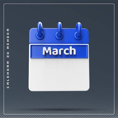 Premium Psd March Calendar Empty 3d Render