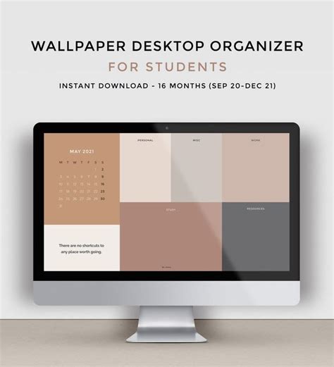 Desktop Wallpaper Organizer For Students Minimalist Wallpaper Etsy