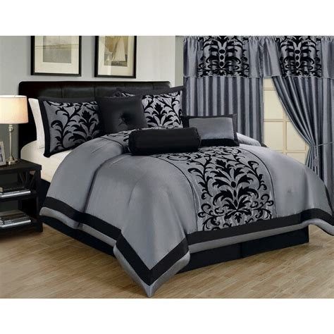 Faux Silk Luxury Embroidered Damask 7 Piece Comforter Collection