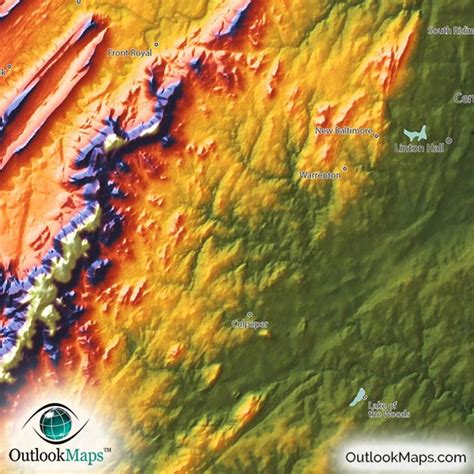 Virginia Topography Map Physical Landscape In Bright Colors