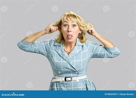 Mature Attractive Woman Making Grimace Stock Image Image Of Lifestyle Face 98325547