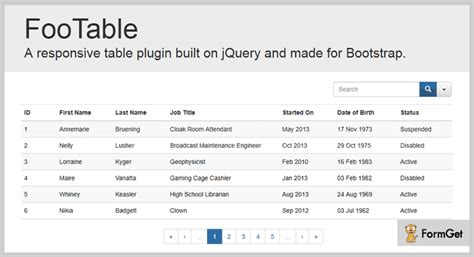 5 Best Jquery Table Plugins Free And Paid Formget