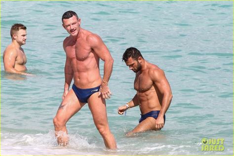 Luke Evans Shows Off His Buff Bod At The Beach With A Friend In Miami