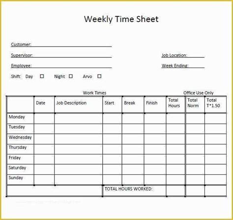 Free Printable Bi Weekly Timesheet Template Of 10 Weekly Timesheet