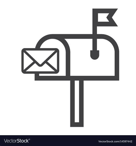 Mailbox Line Icon Letter And Website Royalty Free Vector