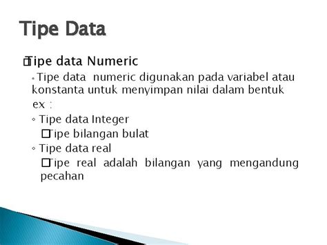 PEMROGRAMAN DASAR Varian Dan Invarian Tipe Data Variabel