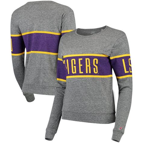 Lsu Tigers League Womens Intramural Long Sleeve Tri Blend T Shirt Heathered Gray Gameday