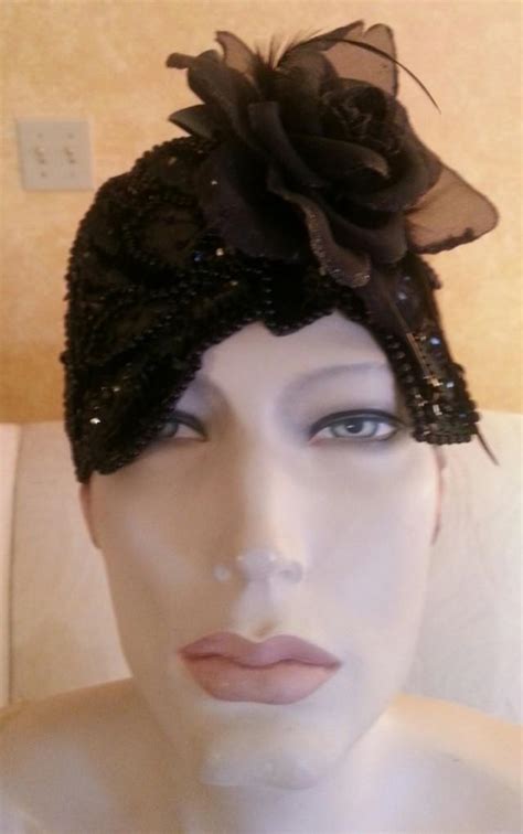 Elegant Gatsby Roaring Twenties Style Black Beaded Bridal Headpiece
