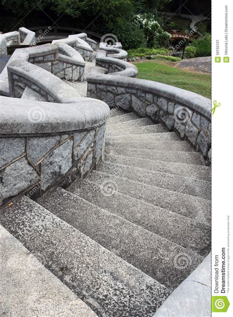 An Old Serpentine Stone Staircase In The Garden Stock Image Image Of